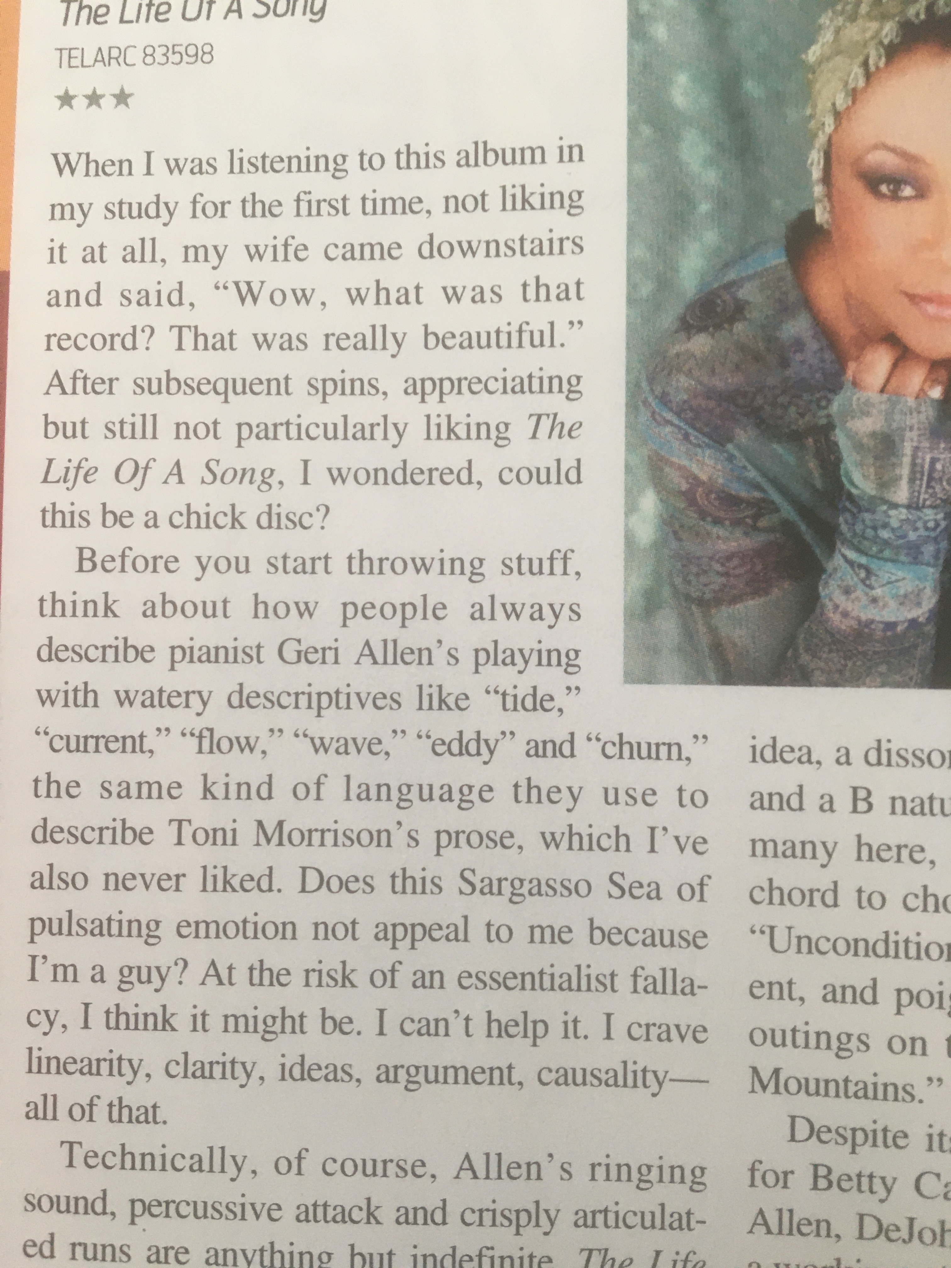 A sexist review of The Life Of A Song in Downbeat Magazine.